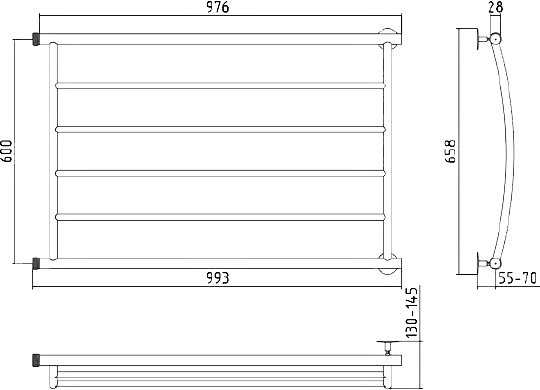 Стилье Минор 0602 Полотенцесушитель водяной для ГВС 99,3x65,8h см, цвет: без покрытия 00602-6010