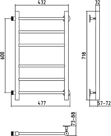 Стилье Версия-Б Полотенцесушитель водяной для ГВС 47,7x71,8h см, цвет: без покрытия 00610-6040