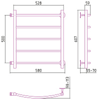 Стилье Версия-Б2 Полотенцесушитель водяной 50x50h, цвет белый глянцевый 12612-5050