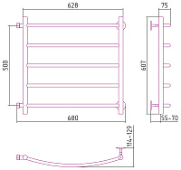 Стилье Версия-Б2 Полотенцесушитель водяной 60x50h, цвет черный глянцевый 17612-5060