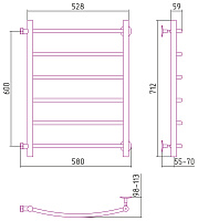 Стилье Версия-Б2 Полотенцесушитель водяной 50x60h, цвет черный глянцевый 17612-6050