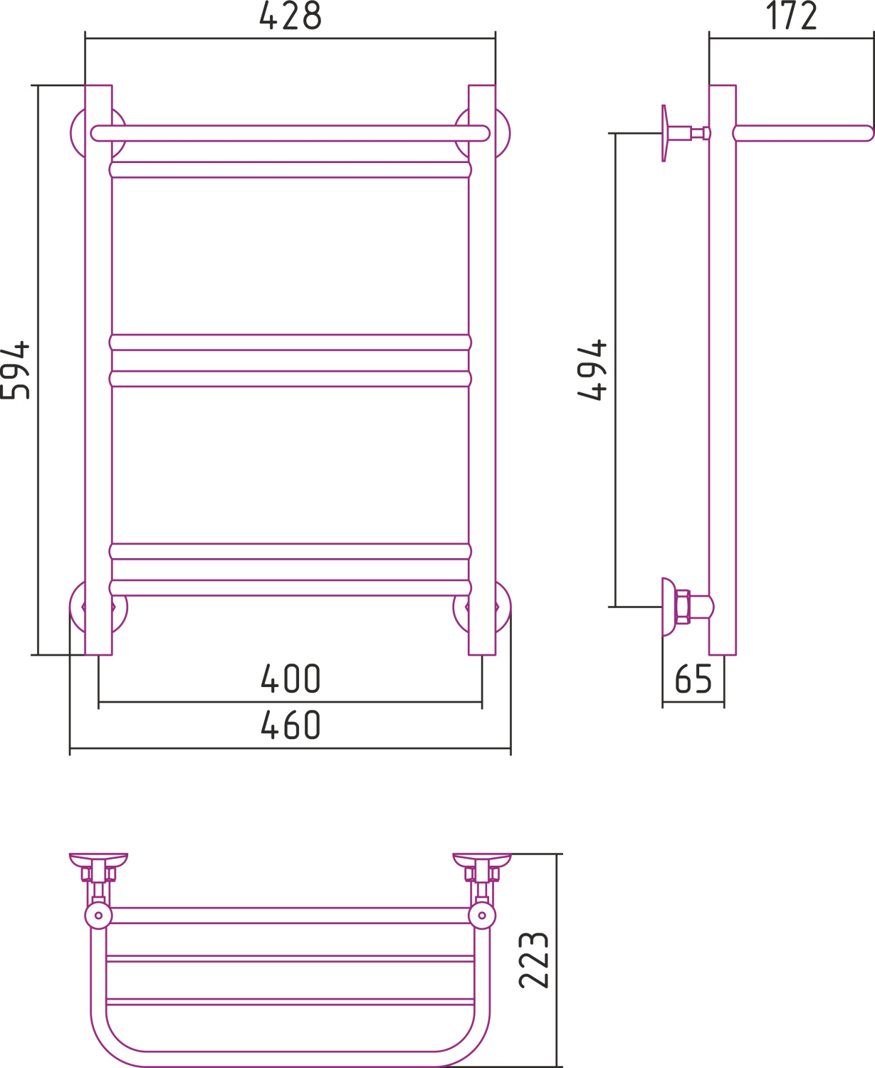 Стилье Версия-Н1 Полотенцесушитель водяной 40x60h, цвет белый глянцевый 12621-6040
