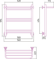 Стилье Версия-Н1 Полотенцесушитель водяной 50x60h, цвет черный глянцевый 17621-6050