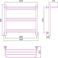 Стилье Версия-Н1 Полотенцесушитель водяной 60x60h, цвет черный глянцевый 17621-6060