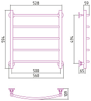 Стилье Версия-Н2 Полотенцесушитель водяной 50x60h, цвет черный глянцевый 17622-6050