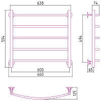 Стилье Версия-Н2 Полотенцесушитель водяной 60x60h, цвет белый глянцевый 12622-6060