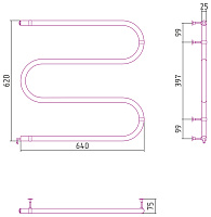 Стилье М-образный Полотенцесушитель электрический 60x60h, цвет без покрытия 00503-6060