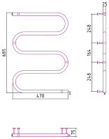 Стилье MS-образный Полотенцесушитель электрический 50x70h, цвет без покрытия 00504-7050