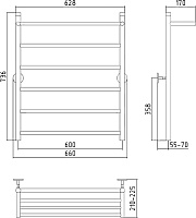Стилье Универсал-54 Полотенцесушитель водяной для ГВС 66x73,6h см, цвет: без покрытия 00654-8060