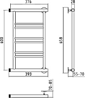 Стилье Минор 0601 Полотенцесушитель водяной для ГВС 39,3x65,8h см, цвет: без покрытия 00601-6040