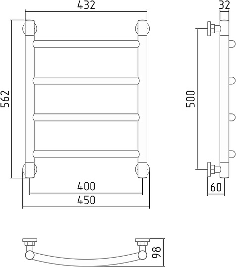 Сунержа Галант+ Полотенцесушитель водяной 40x50h, цвет: без покрытия 00-0200-5040