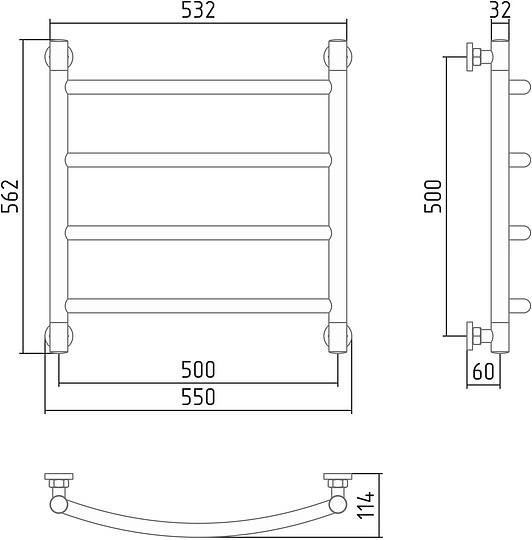 Сунержа Галант+ Полотенцесушитель водяной 50x50h, цвет: без покрытия 00-0200-5050