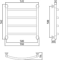 Сунержа Галант+ Полотенцесушитель водяной 50x50h, цвет: без покрытия 00-0200-5050