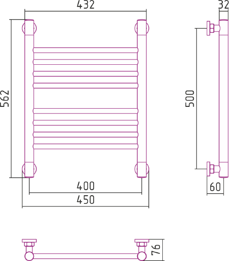 Сунержа Богема+ Полотенцесушитель водяной 40x50h, цвет: без покрытия 00-0220-5040