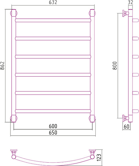 Сунержа Галант+ Полотенцесушитель водяной 60x80h, цвет: без покрытия 00-0200-8060