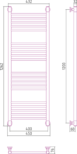 Сунержа Богема+ Полотенцесушитель водяной 40x120h, цвет: без покрытия 00-0220-1240
