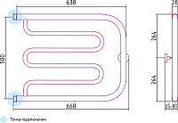 Сунержа Лира Полотенцесушитель водяной 65x50h, цвет: без покрытия 00-0011-5065