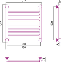 Сунержа Богема+ Полотенцесушитель водяной 50x50h, цвет: без покрытия 00-0220-5050