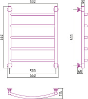 Сунержа Галант+ Полотенцесушитель водяной 50x60h, цвет: без покрытия 00-0200-6050