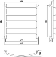 Сунержа Галант+ Полотенцесушитель водяной 60x60h, цвет: без покрытия 00-0200-6060