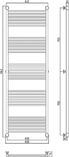 Сунержа Богема+ Полотенцесушитель водяной 60x190h, цвет: без покрытия 00-0220-1960