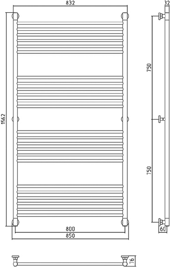 Сунержа Богема+ Полотенцесушитель водяной 80x150h, цвет: без покрытия 00-0220-1580