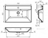 BelBagno Раковина из литьевого мрамора, 70x45xh15 см. , цвет: белый BB700/450-LV-MR-AST