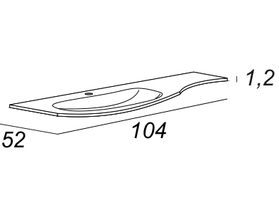 Мебельная раковина Cezares  104х52  L Bianco 50153