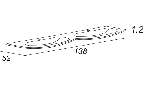 Cezares Vague Раковина из искусственного мрамора с двумя чашами, 138x52 цвет: белый 50156