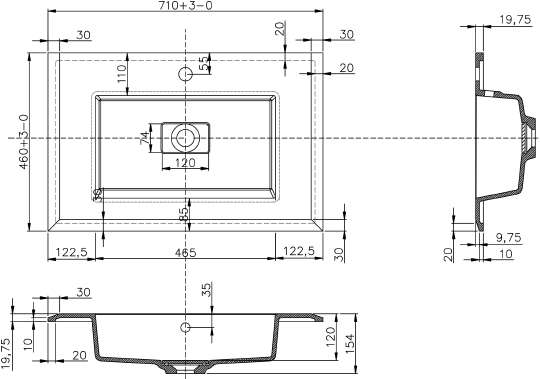 Мебельная раковина Cezares Bellagio 71 Bianco opaco 50212