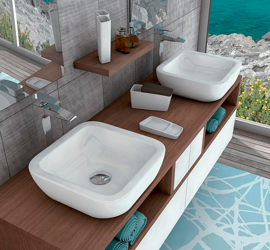 Roca Khroma Раковина чаша 40х40х15h см, без перелива, цвет: белый глянцевый 327654000