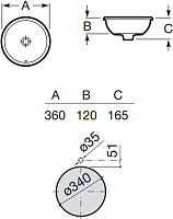 Roca Foro Рукомойник 36 см, без отв. под смеситель цвет: белый 327880000
