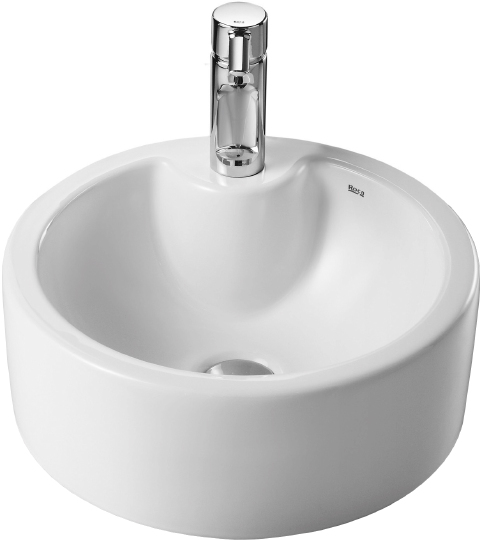 Roca Terra Раковина чаша d39 см, с переливом, без донного клапана, цвет: белый глянцевый 32722T000