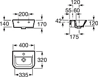 Roca Gap Раковина подвесная 40х32 см, с переливом, без донного клапана, цвет: белый глянцевый 327478000
