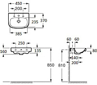 Roca Debba Раковина подвесная 45х37 см, с переливом, без донного клапана, цвет: белый глянцевый 325997000