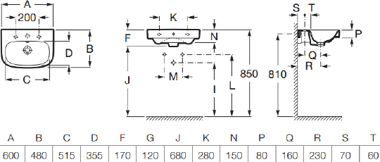 Roca Debba Раковина подвесная 60х48 см, с переливом, без донного клапана, цвет: белый глянцевый 32799400Y