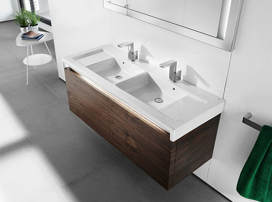 Roca Stratum Раковина подвесная 130х50 см, двойная, без перелива, цвет: белый глянцевый 327630000