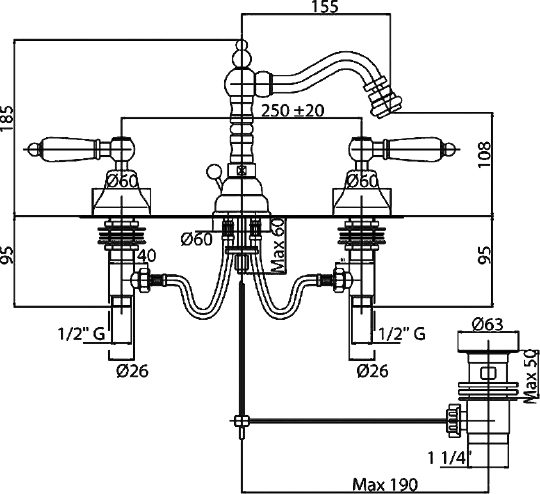 Смеситель Cezares First BBS2 03/24 Bi для биде FIRST-BBS2-03/24-Bi