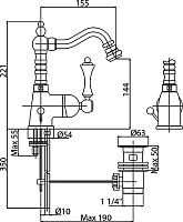 Смеситель Cezares Margot BSM2 03/24 M для биде MARGOT-BSM2-03/24-M