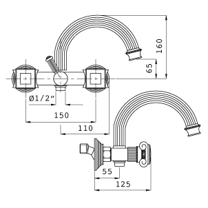 Смеситель Cezares Olimp VD 02 M для ванны с душем OLIMP-VD-02-M