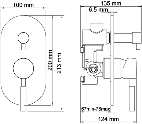 Wasserkraft Смеситель для ванны и душа, цвет: матовый хром 4241