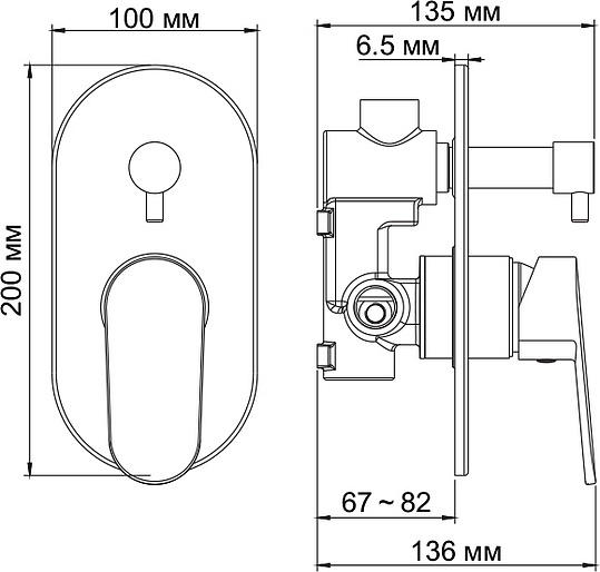 Wasserkraft Смеситель для ванны и душа, цвет: хром 5341