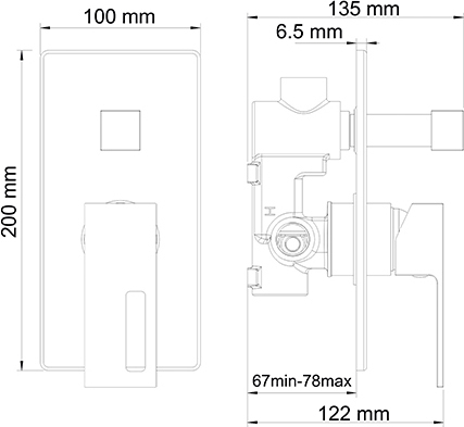 Wasserkraft Смеситель для ванны и душа, цвет: хром 1541