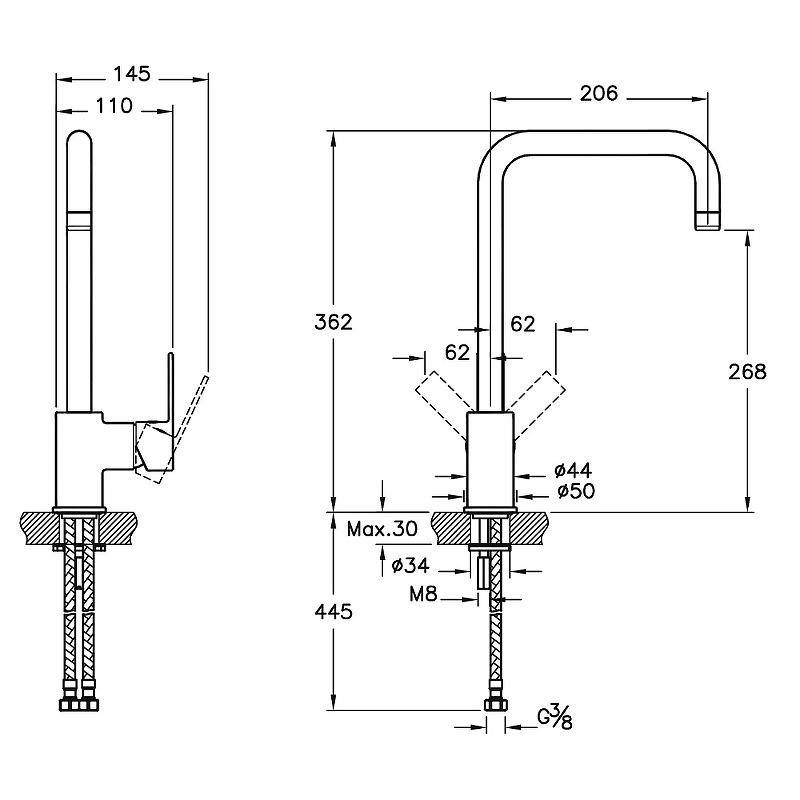 VitrA Flo S Смеситель для кухни, цвет: хром A42103EXP