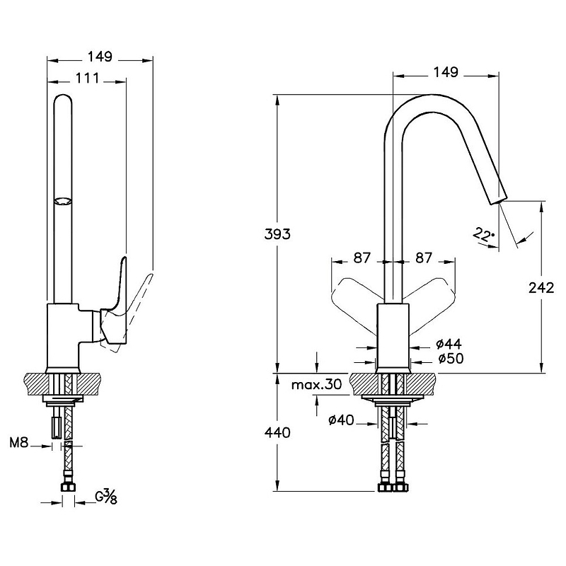 VitrA X-Line Смеситель для кухни, цвет: хром A42115EXP