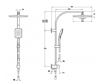 VitrA Shine Square Душевая стойка с верхним душем, цвет: хром A45699EXP