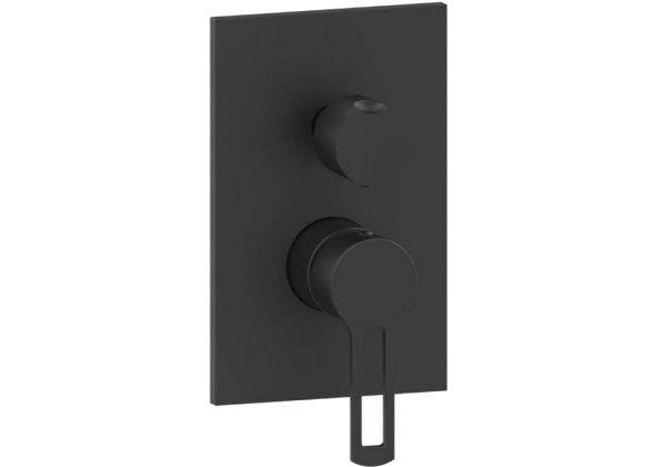 Paffoni Ringo Смеситель встраиваемый для душа на 2 выхода с накладкой, цвет: черный мат. RIN018NO/M