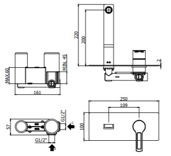 Paffoni Ringo Смеситель для раковины встраиваемый с изливом 20 см, цвет: хром RIN105CR