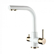 Paulmark Essen Смеситель для кухни с гибким изливом, цвет: белый матовый-бронза Es213011-431BR