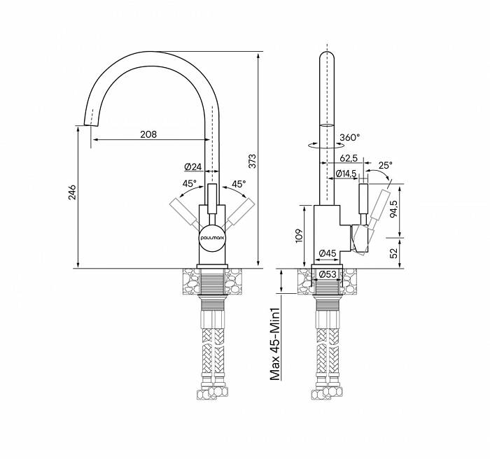 Paulmark Holstein Смеситель для кухни высота излива 26,4 см, цвет: белый Ho212063-331